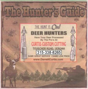 Flyer for Curtis Custom Cutting for deer processing